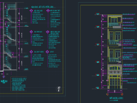 File cad thiết kế kiến trúc nhà phố 3 tầng kích thước 2.8x8.7m