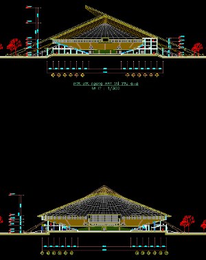 File cad thiết kế kiến trúc sân vận động hình tròn (gồm: MĐ,MC,MB)