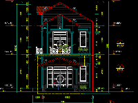 File cad Thiết kế nhà dân 2.5 tầng kích thước 7.5x16m (kiến trúc, kết cấu)