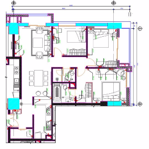 File cad_Sơ đồ bố trí điện nội thất cho căn hộ chung cư cao cấp