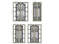 File cnc 4 kt cửa cổng 2 cánh hoa văn