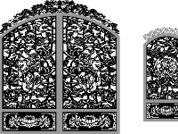 File cnc cổng 2 cánh chính phụ sen nghê kết hợp chóp rồng