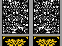 File cnc cổng 2 cánh hoa sen chữ vạn dxf