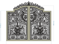 File cnc cổng 2 cánh phù điêu có chóp vương miện