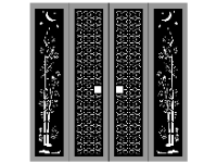 File cnc cổng 4 cánh bông tuyết và trúc