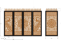 File cnc cổng 4 cánh chim công trống đồng và 1 cánh
