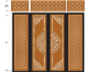 File cnc cổng 4 cánh có ô thoáng trống và hoa