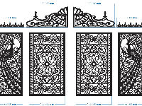 File cnc cổng 4 cánh công và hoa văn cnc đẹp