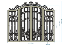File cnc cổng 4 cánh họa tiết lá tây