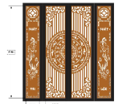 File cnc cổng 4 cánh phát tài phát lộc trống đồng