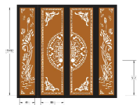 File cnc cổng 4 cánh sen trống dơi