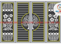 File cnc cổng 4 cánh thiết kế đẹp họa tiết cây
