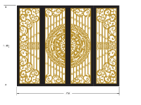 File cnc cổng 4 cánh thiết kế đẹp trên dxf