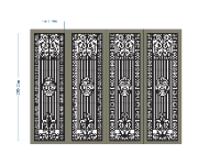 File cnc cổng 4 cánh thiết kế hiện đại 2d