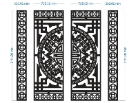 File cnc cổng 4 cánh trống dơi đồng tiền