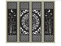 File cnc cổng 4 cánh trống dơi trúc dxf đẹp