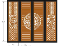 File cnc cổng 4 cánh trống đồng cá chép dxf