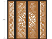 File cnc cổng 4 cánh trống đồng diềm chữ S