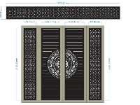 File cnc cổng 4 cánh trống đồng dxf kết hợp ô thoáng bông tuyết