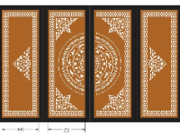 File cnc cổng 4 cánh trống đồng kết hợp hoa góc