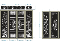 File cnc cổng 4 cánh trống trúc và trống sen