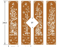 File cnc cổng 4 cánh tùng cúc trúc mai mới