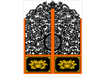 File cnc cổng chùa 2 cánh họa tiết hoa sen và rồng