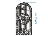 File cnc cửa 1 cánh trống tròn diềm hoa leo