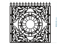 File cnc hàng rào họa tiết tròn giữa kết hợp chông