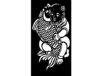 File cnc mẫu cậu bé ôm cá chép