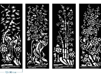 File cnc thiết kế cổng tứ quý tùng cúc trúc mai 4 cánh