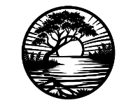 File cnc tranh tròn phong cảnh hoàng hôn