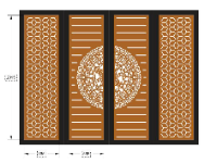File cổng 4 cánh trống đồng dxf đẹp