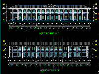 File DWG Kiến trúc trường mầm non 2 tầng 5 phòng học và 1 hội trường 15.7x53.65m