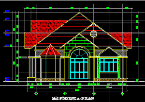 File dwg Mẫu Nhà ở cấp 4 gồm 3 gian