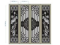 File dxf cnc cổng 4 cánh trống đồng hoa sen