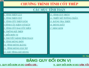 File excel Chương trình tính cốt thép bằng excel