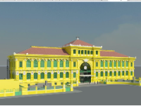 File Kiến trúc Bưu điện trung tâm Thành phố Hồ Chí Minh 2 tầng - Revit 2015