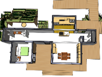 File mẫu dựng 3dsu nội thất và bao cảnh nhà 1 tầng