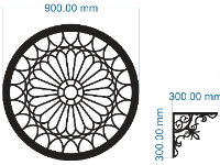 File mẫu mái kính tròn và hoa góc