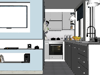 nội thất phòng bếp su,phòng khách phòng bếp model su,phòng bếp hiện đại
