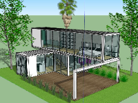 File nhà 2 tầng nghỉ dưỡng thiết kế trên sketchup