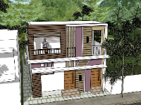 nhà phố 2 tầng,sketchup nhà phố 2 tầng,phối cảnh nhà phố 2 tầng,model su nhà phố 2 tầng