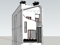 File nhà phố 3 tầng 5x15.8m sketchup