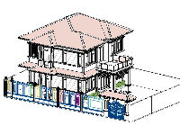 File Revit Biệt thự 2 tầng mái nhật 9.3x9.8m