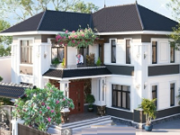 File Revit biệt thự 2 tầng mái nhật chữ L 11.65x11.2m