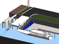 File revit Cầu phao nổi FCC + 1 công trình 16x16m full Kiến trúc + Kết cấu khung 3D.