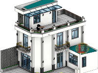 revit biệt thự 3 tầng,File revit biệt thự 3 tầng,Bản vẽ revit biệt thự 3 tầng,Biệt thự 3 tầng 9.25x13.8m,Bản vẽ biệt thự 3 tầng