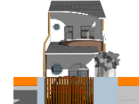 File revit kiến trúc nhà phố 2 tầng kích thước 5x21m