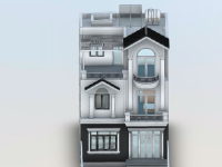 File revit kiến trúc nhà phố 3 tầng tân cổ điển 8x12m